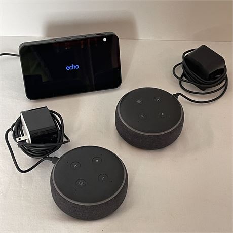Amazon Echo Show and (2) Amazon Echo Dots