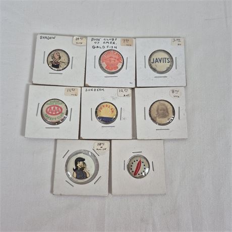 Vtg Advertising Pinback Button Lot of 8