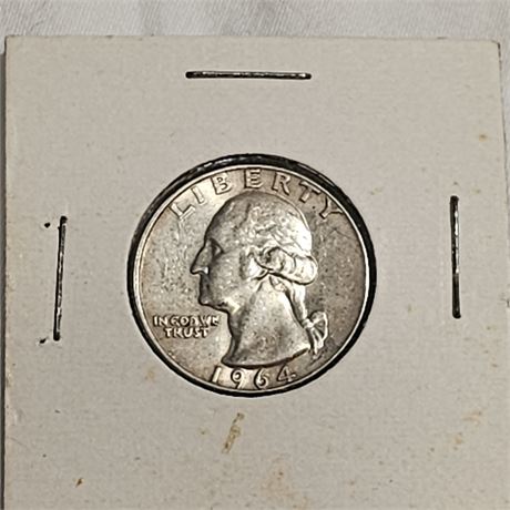 Silver 1964 Washington Quarter.