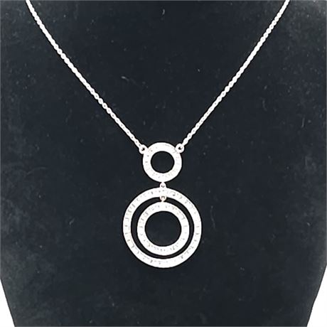 Beautiful Double Circle 925 Sterling Silver Necklace