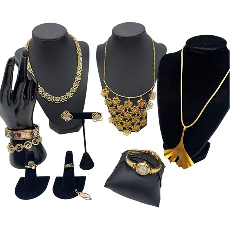 Gold-Toned Costume Jewelry Grouping