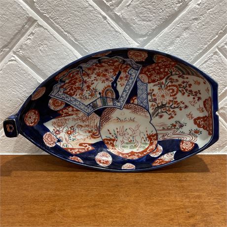Antique Japanese Meiji Porcelain Imari Boat Serving Platter