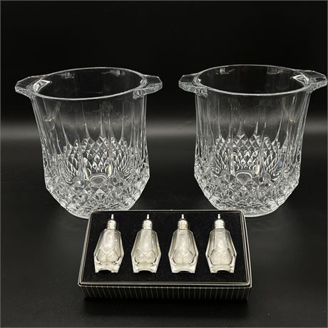 2 Lead Crystal Champagne Buckets and 2 sets of Lead Crystal S/P Shakers