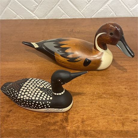Hand-Painted Wood Duck Figurines