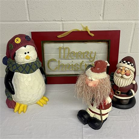 Christmas Figurines with Framed Wall Hanging