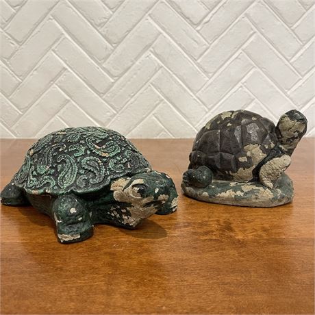 (2) Cement Turtle Statues
