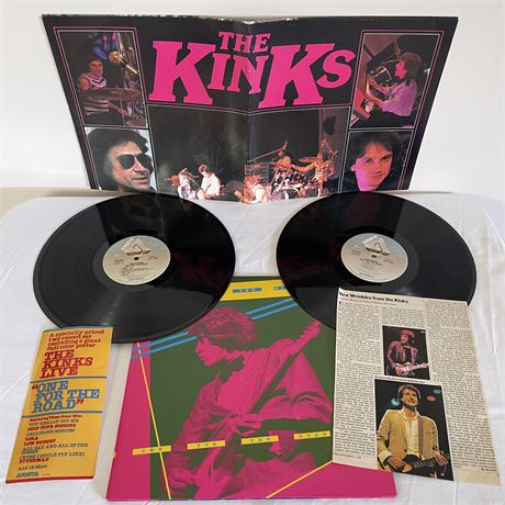 The Kinks 1980 Double Vinyl Album Set w/ Double Sided Poster "One for the Road"