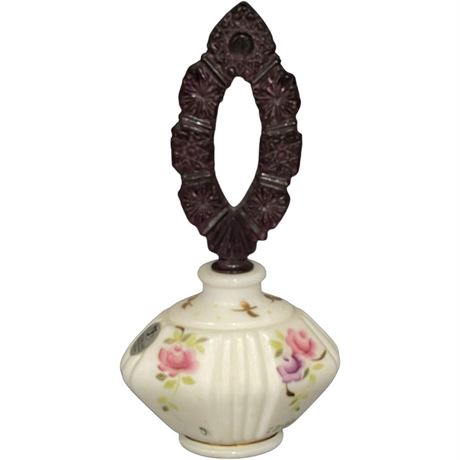 Signed Fenton Charleton Collection Hand Painted Perfume Bottle w/ Stopper