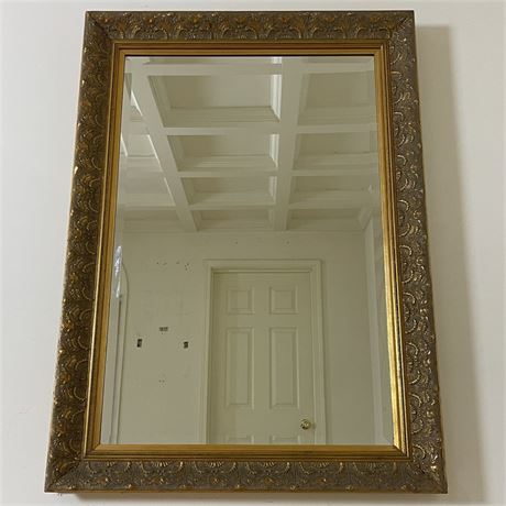 Gold-Toned Beveled Glass Wall Mirror