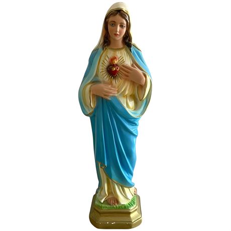 1965 Sacred Heart of Mary Chalkware Statue