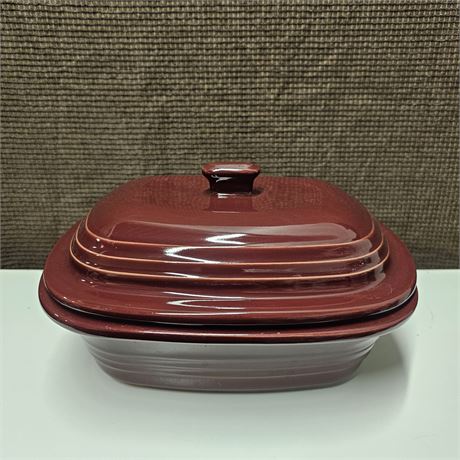 Pampered Chef Deep Covered Cranberry Stoneware -3.1Qt. Dutch Oven