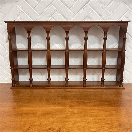 Three Tiered Wooden Display Shelf w/ Spindle Columns