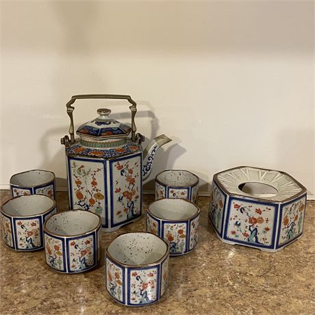 Complete Vtg Toscany Japan Tea Set w/ Teapot, Warmer, & 6 Cups