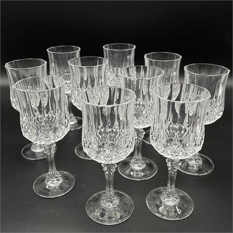 (10) Cristal D'arques France Crystal Longchamps Wine Glasses