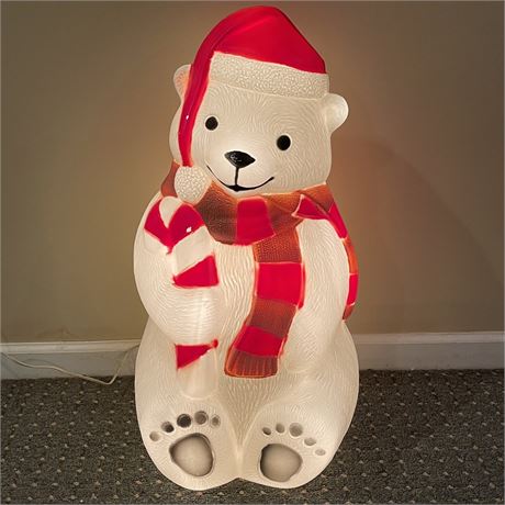 Vintage Holiday Polar Bear Lighted Blow Mold - "Red Scarf Edition"