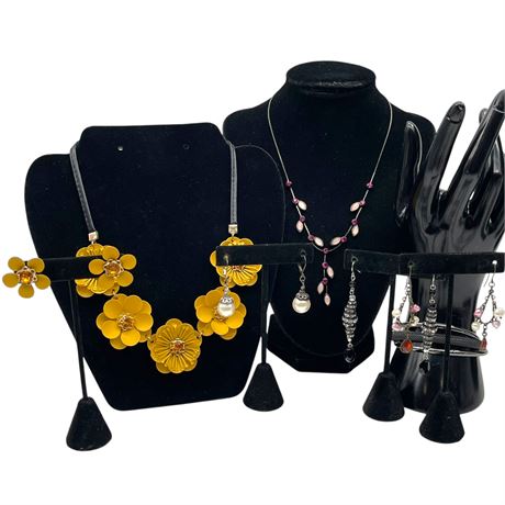 Natasha Couture Necklace & Earrings Set w/ More Vtg Jewelry