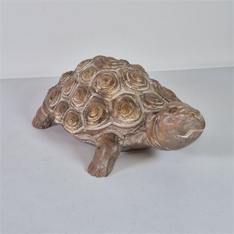 Vtg Hand-Carved Italian Wood Turtle Sculpture Mid-Century Decorative Art