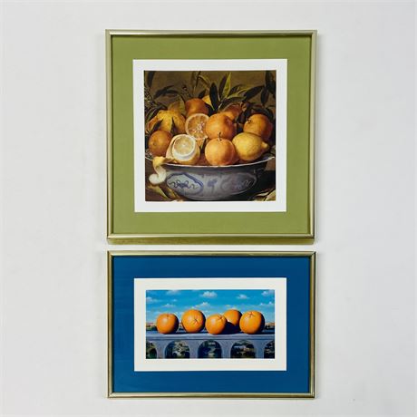 Two Professionally Framed Orange Fruit Art Prints