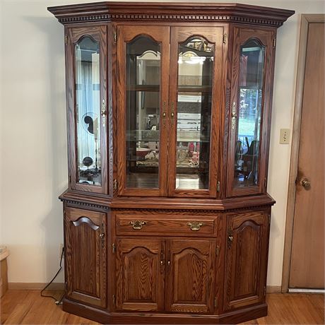 Solid Wood Lighted China Cabinet