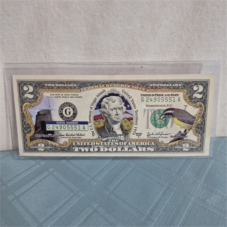 2003 US-VI Colorized $2 Bill UNCIRCULATED