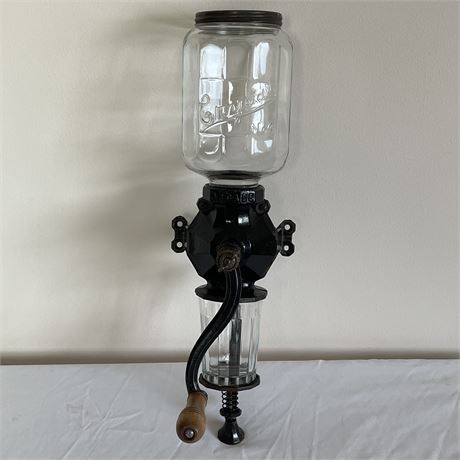 Antique Cast Iron Crystal Arcade Wall Mount Coffee Grinder