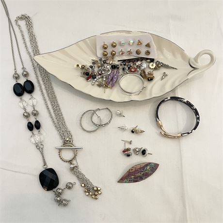 Lenox Dish w an Array of Costume Jewelry