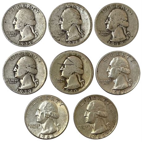 1935-1964 90% Silver Washington Quarters