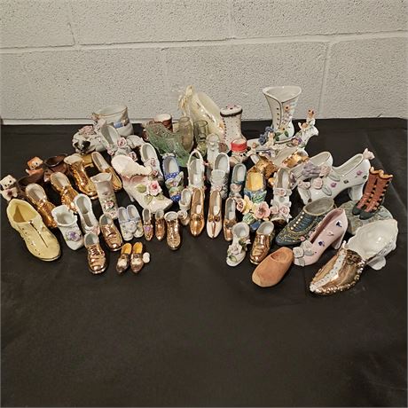 Large Ceramic/Porcelain/Glass Shoe Collection