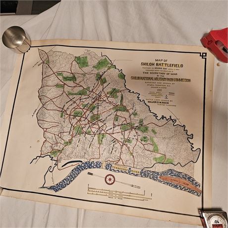 1900 Antique Map: Shiloh Battlefield, Civil War History