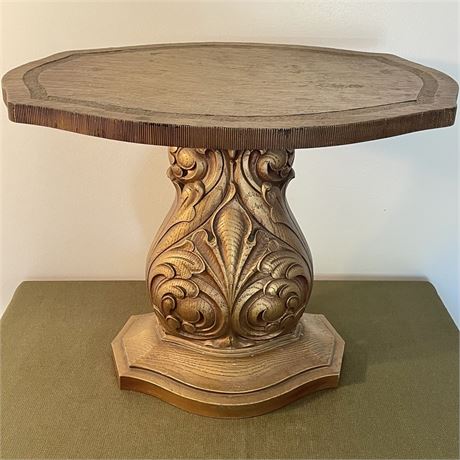 Vtg Ornate Plastic Base Side Table