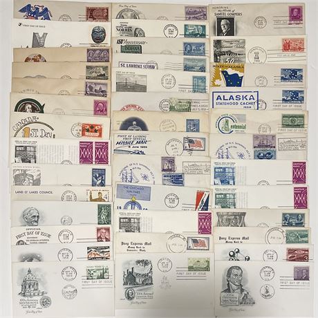 First Day of Issue Envelopes with Canceled Stamps Collectible Lot