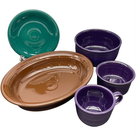 Fiesta Ware Dishes in Plum, Juniper, and Chocolate