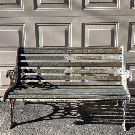 Vintage Outdoor Park Bench - Iron and Wood