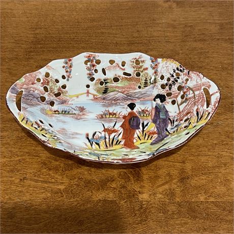 Vtg Victoria Japanese Kutani Hand-Painted Czech Geisha Women Scene Bowl