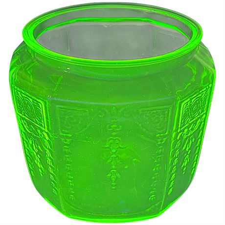 Vtg Uranium Anchor Hocking Depression Glass Biscuit Jar