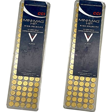 CCI Mini-Mag HP High-Velocity .22 Long Rifle 36 Grain Copper-Plated Ammo Rounds