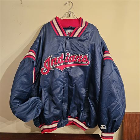 Cleveland Indians Vintage Starter Brand Satin Bomber Jacket