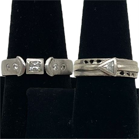 925 Sterling Silver Diamond Size 8.5 Rings