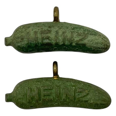 (2) Vtg Heinz Pickle Advertising Charms
