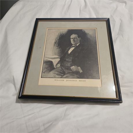 Framed portrait print of William Jennings Bryan.