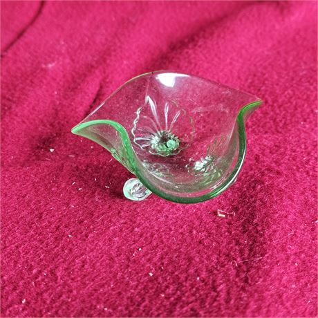 Green Uranium Glass Bowl Footed