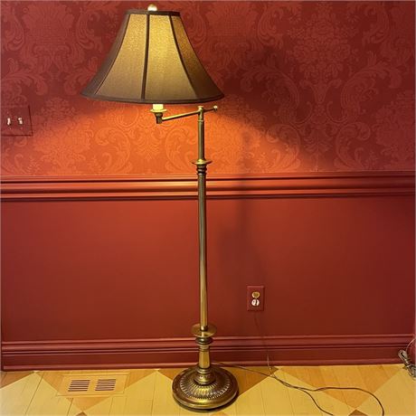 Brass Floor Lamp with Swing Arm Adjustable Top