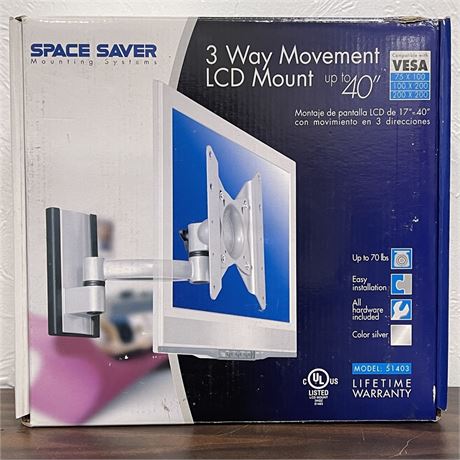 New - Space Saver 3 way Movement Mount - for up to 40" LCD TV