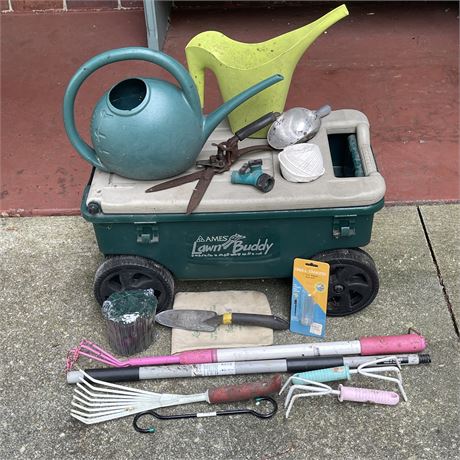 Lawn Buddy Cart with Lawn/Garden Tools