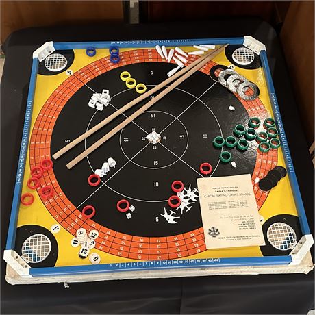 Carom- Playing 101 Double Sided Board Game with Pieces and Accessories
