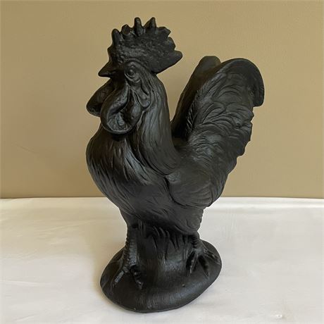 Black Painted Chalkware Rooster Statue