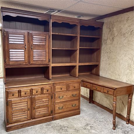 Heywood Wakefield Solid Wood Wall Unit (Six-Piece Unit)
