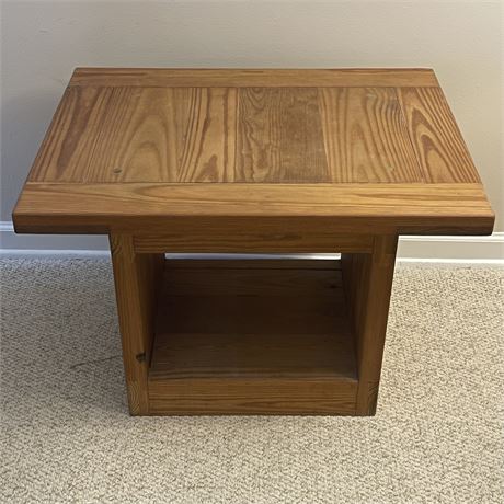 'This End Up' Solid Wood Side Table