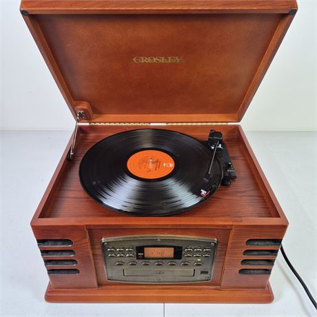 Crosley CR78CD 4‑in‑1 Entertainment Center Working Multi‑Format Wood Cabinet