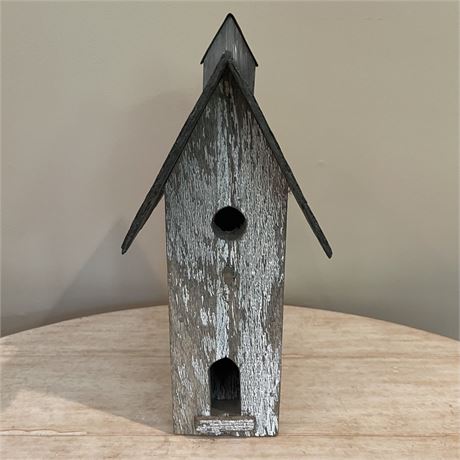 Great Rustic Birdhouse with Slate Roof - Signed
